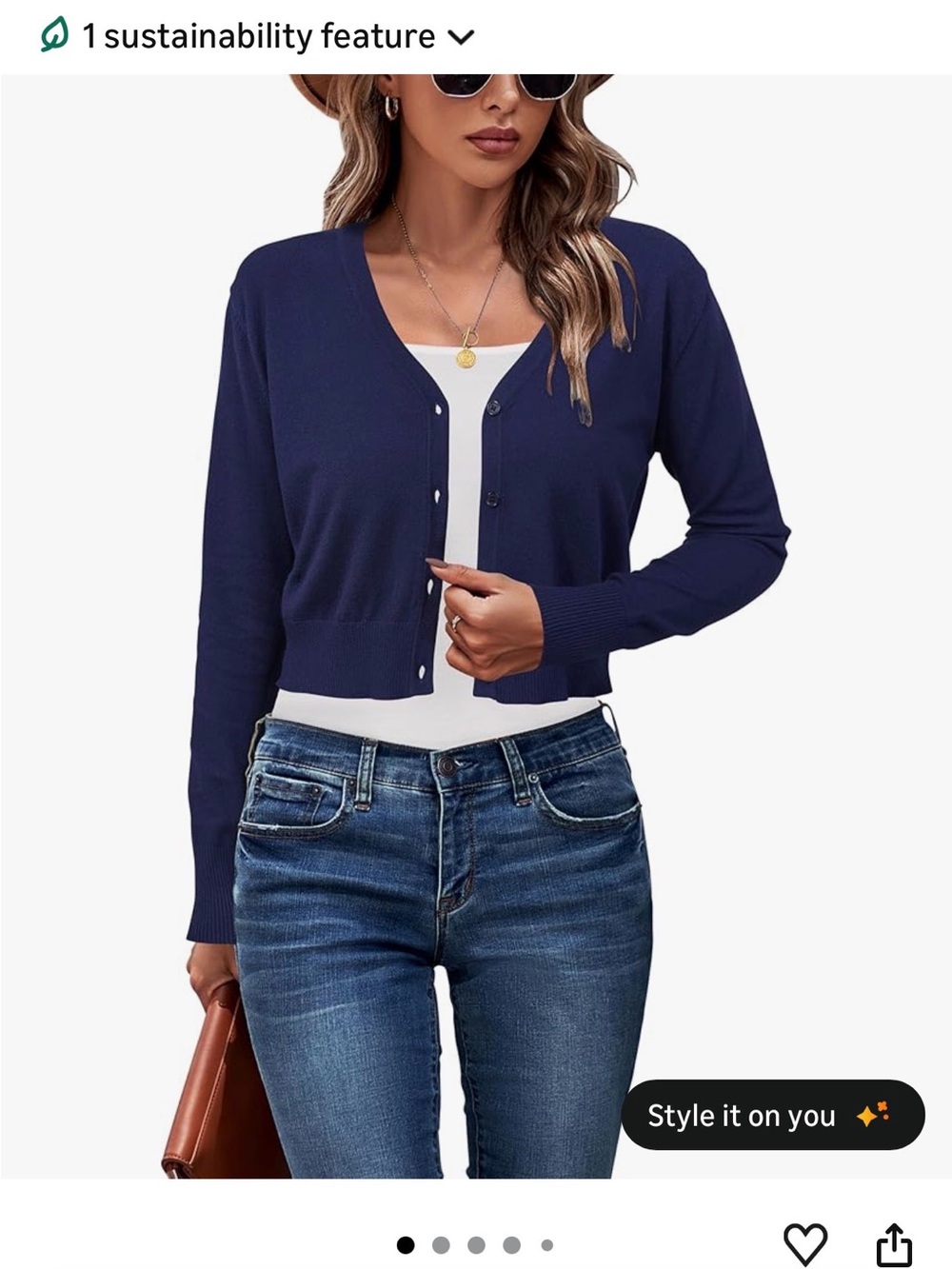 Navy other colors BUNDLE V-Neck Button Crop Cardigan Sweater - Women
